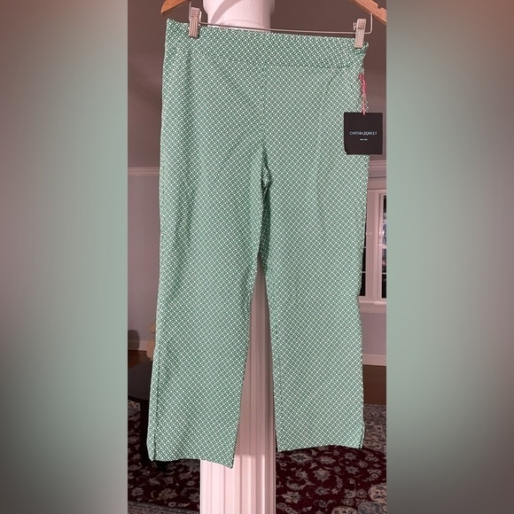 Cynthia Rowley green and white X pattern. Size 6 pants new with tag. - Picture 1 of 3